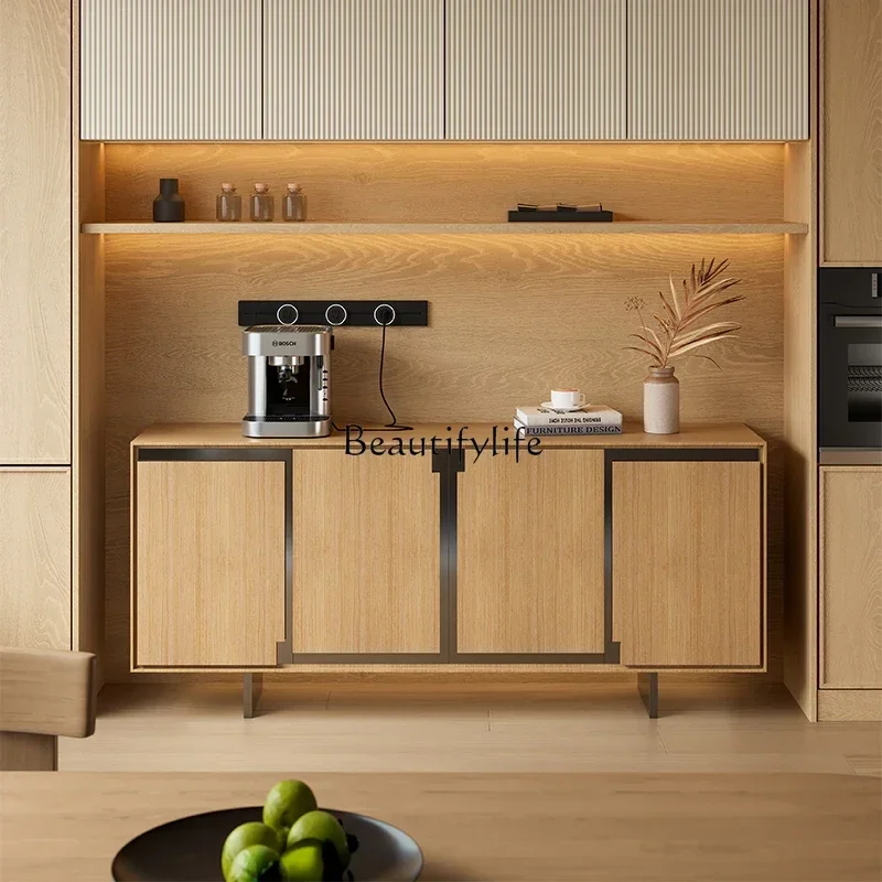 

13ld14 Solid Wood Storage Cabinet Nordic Living Room Wall-Mounted Integrated Storage Organizer Dining Room Tea Cabinet
