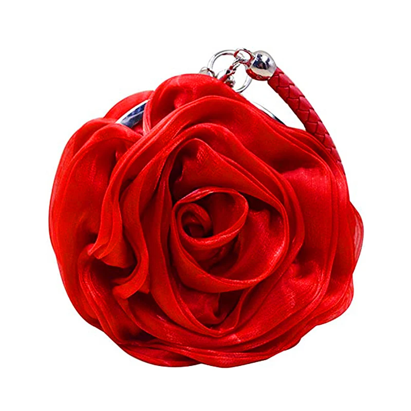 Rose Shape Women\'s Evening Bag Clutch Handbag CLARA Women Rose Flower Clutch Purse Satin Handbag Wedding Evening Party Bag Novel