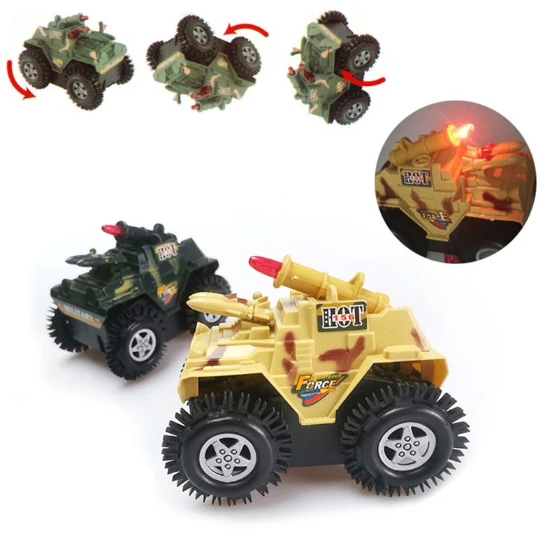 Electronic Military Armored Car with Music Flash Sound Automatic Dumper Vehicle Educational Toy Gift for Children Tank model