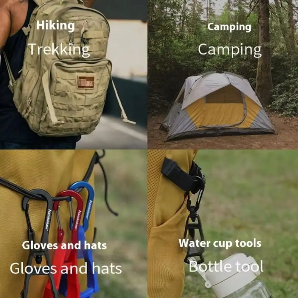 Portable Anti-loss Anti-drop Hook with Lock 360° Rotation Outdoor Buckle Detachable Z-shaped Work Glove Clip Camping Tools