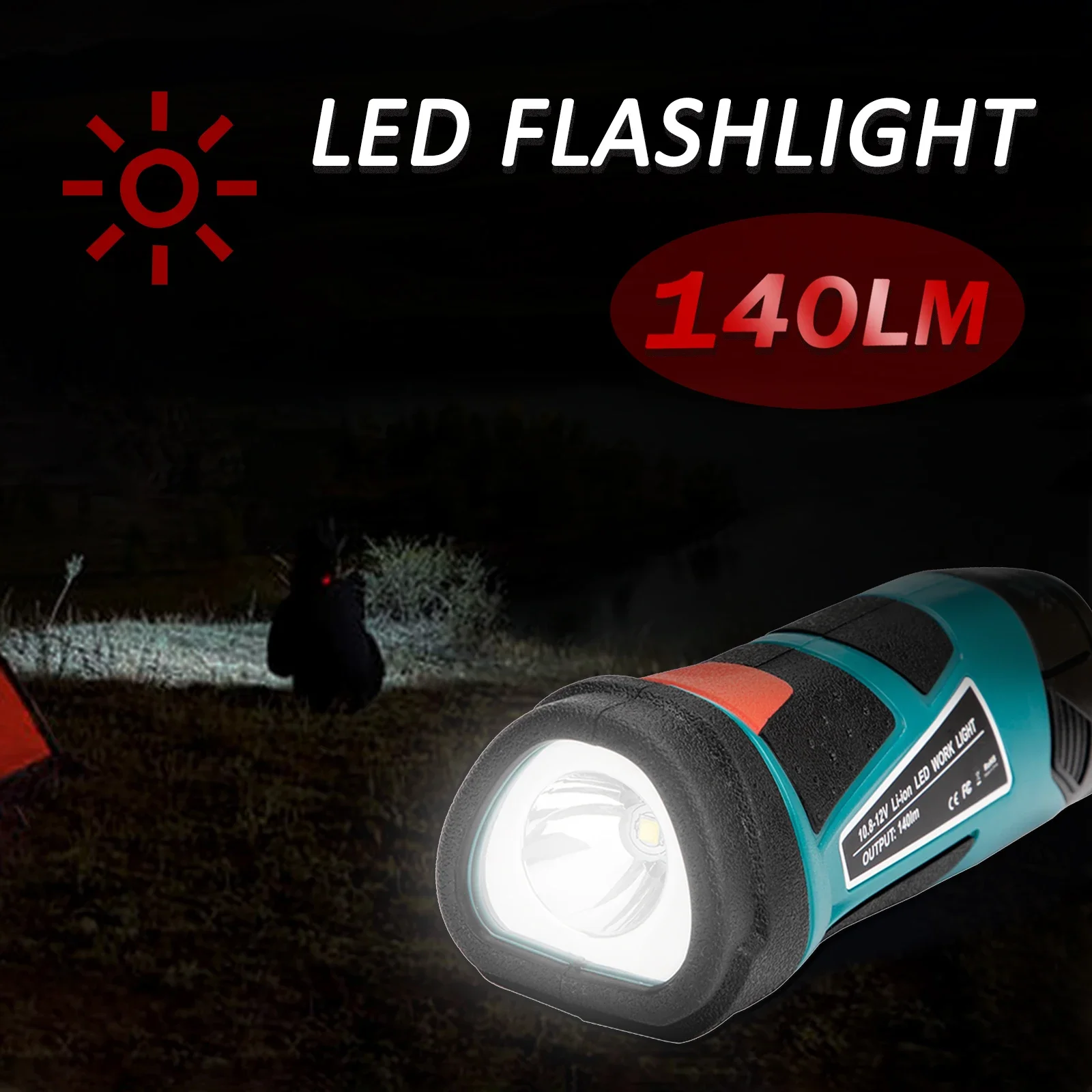 3W Electric Torch LED Flashlight Outdoor Fishing Camping Emergency Light for Milwaukee/Makita/Bosch 10.8V 12V Li-ion Battery