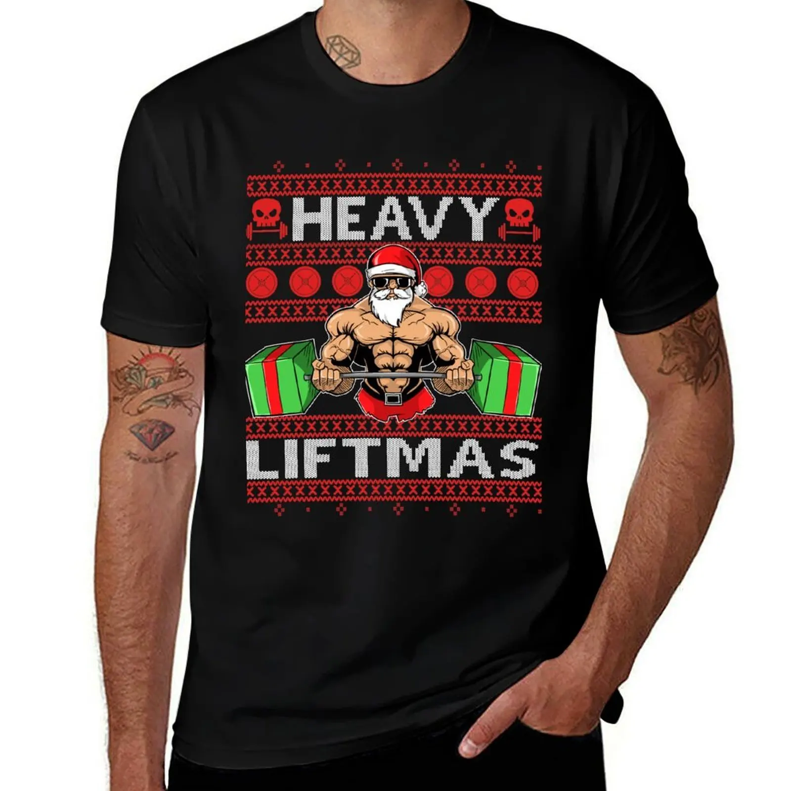

shirt Design t shirt cotton cotton LIFTMAS Ugly T-Shirt Gym essential shirt t HEAVY man Xmas Sweater Christmas pack t