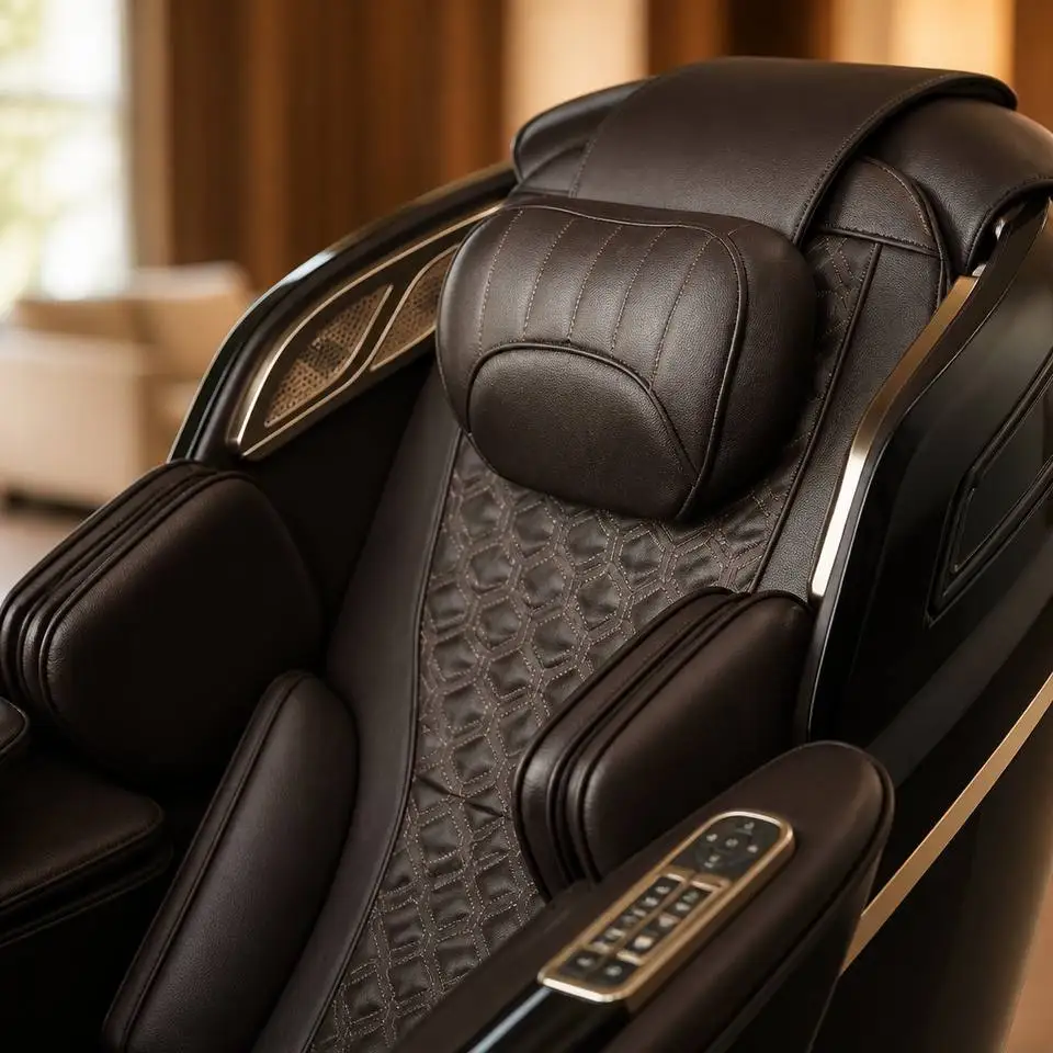Luxury 4D Zero Gravity Massage Chair Full Body Shiatsu Air Compression Synthetic Leather Recliner For Home Salon Relaxation
