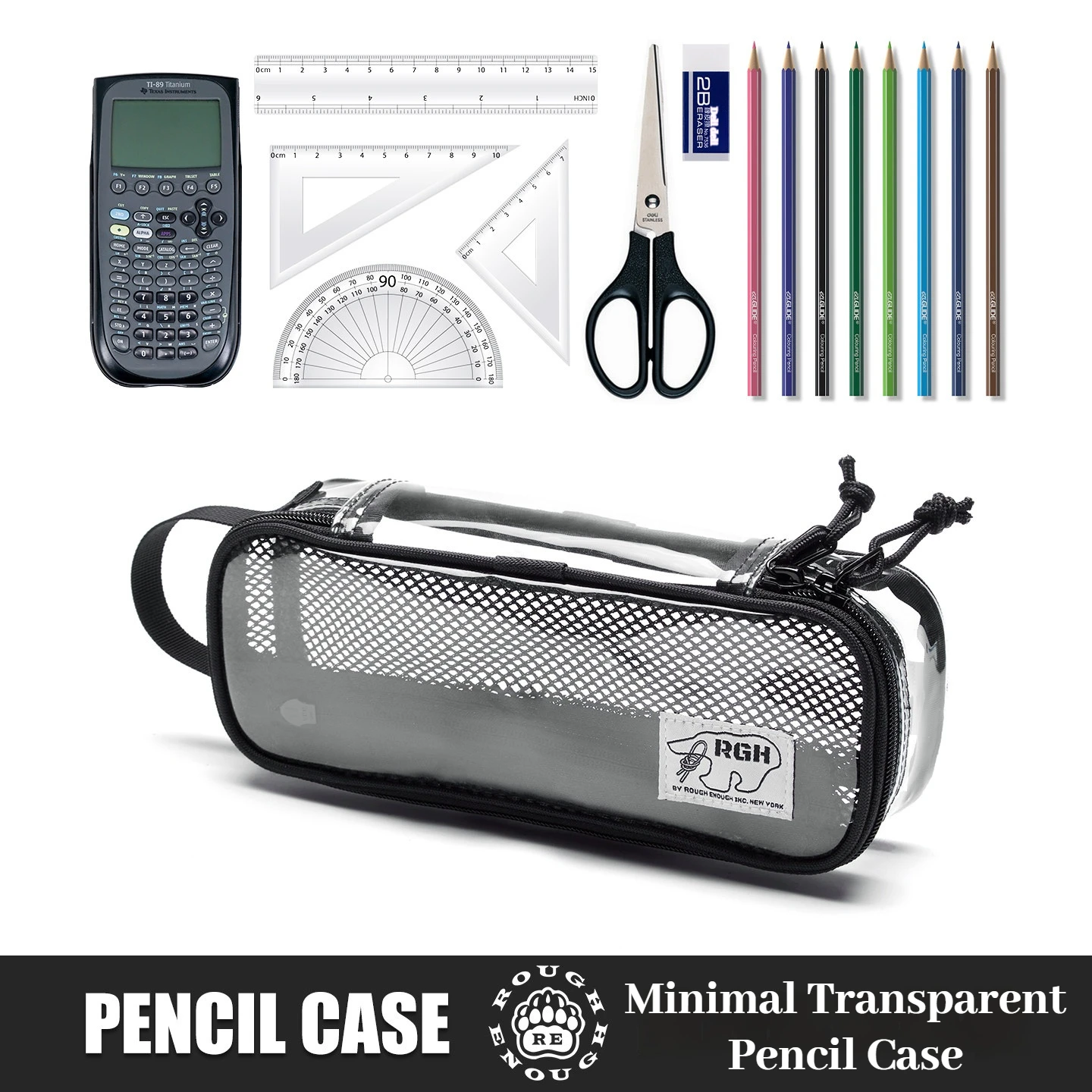 RGH Transparent Waterproof Pencil Case, Large Capacity Exam Special Stationery Pouch, Minimalist Portable PVC Storage Bag