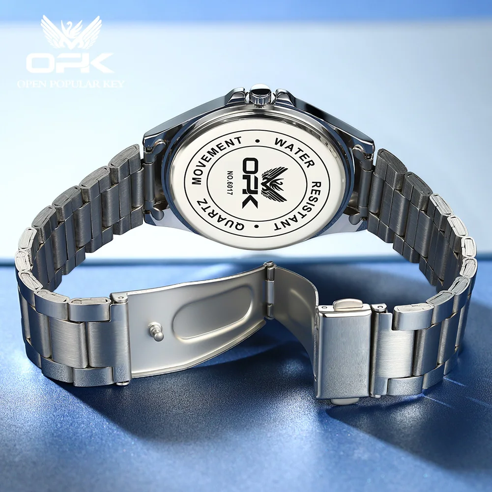 OPK 6017 Classic Mens Watch Original Quartz Movement Round Chronograph Dial Watch For Man Unique Waterproof Luminous Watch