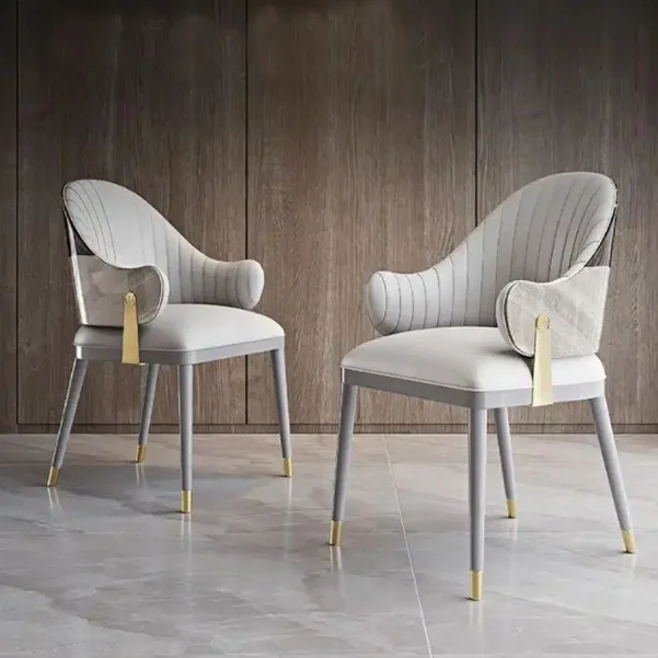 Furniture Dining Room Chair Modern Luxury Gold Metal Frame Leg Leather Fabric Restaurant Chair