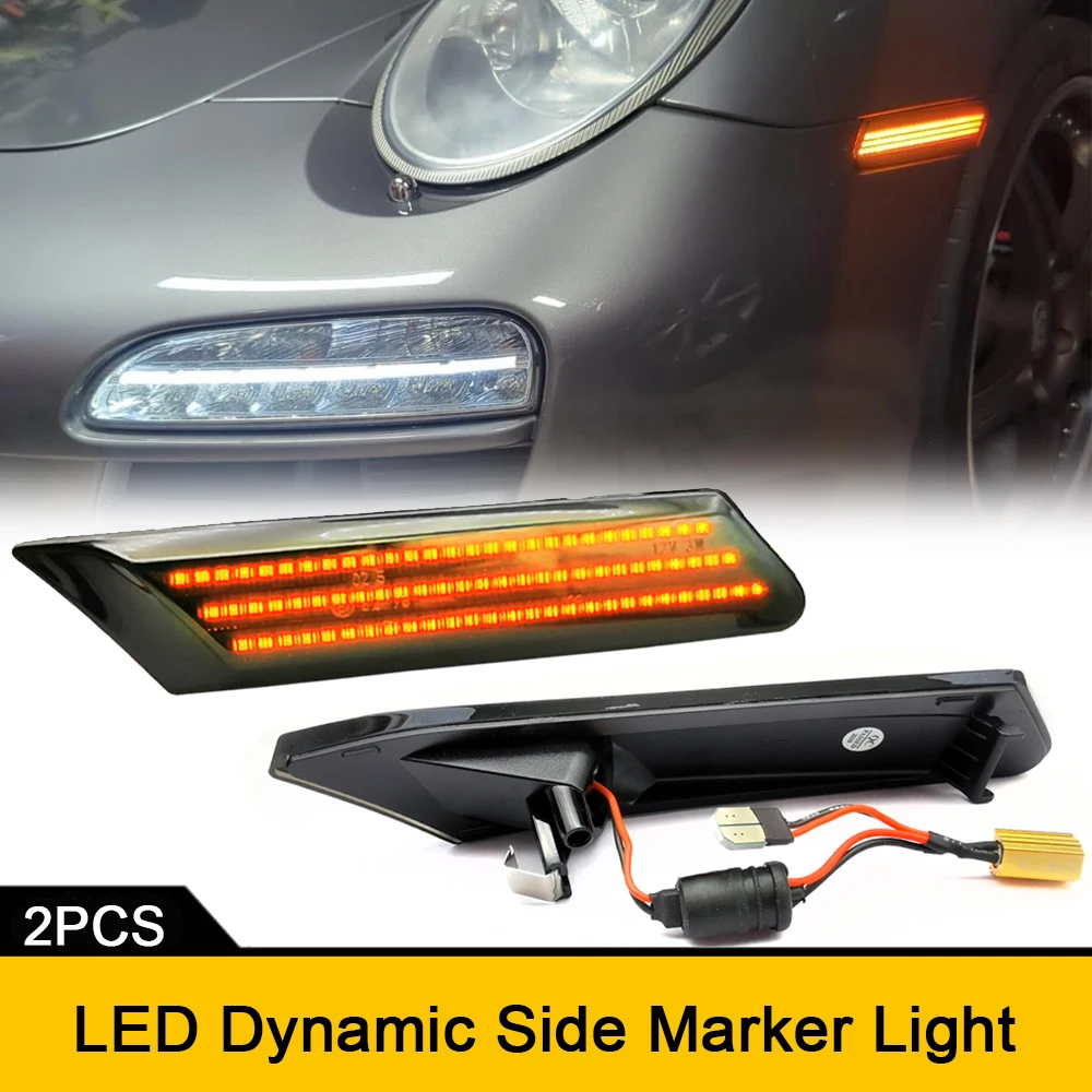 

Светодиодный последовательный поворотник, боковой указатель поворота на крыле, индикатор Canbus для Porsche Boxster 987 Spyder Cayman 997 911, Carrera GTS