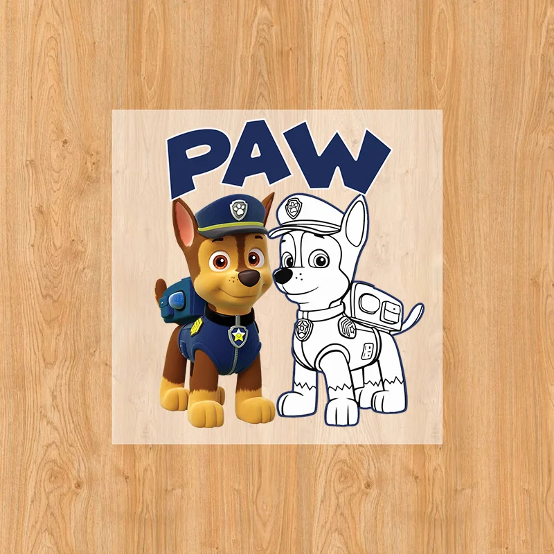 Paw Patrol naklejka termotransferowa Chase Skye Rubble koszulka z kapturem ubrania DIY dzieci śliczne Anime łatka żelazna naklejka transferowa prezenty