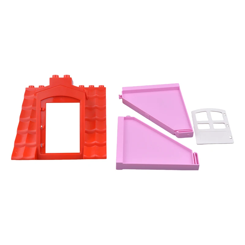 Große Bausteine, Hauszubehörteile, Dach, Fenster, Wandkonstruktion, Zusammenbau von Ziegeln, Lernspielzeug für Kinder, Geschenk – Detail 8