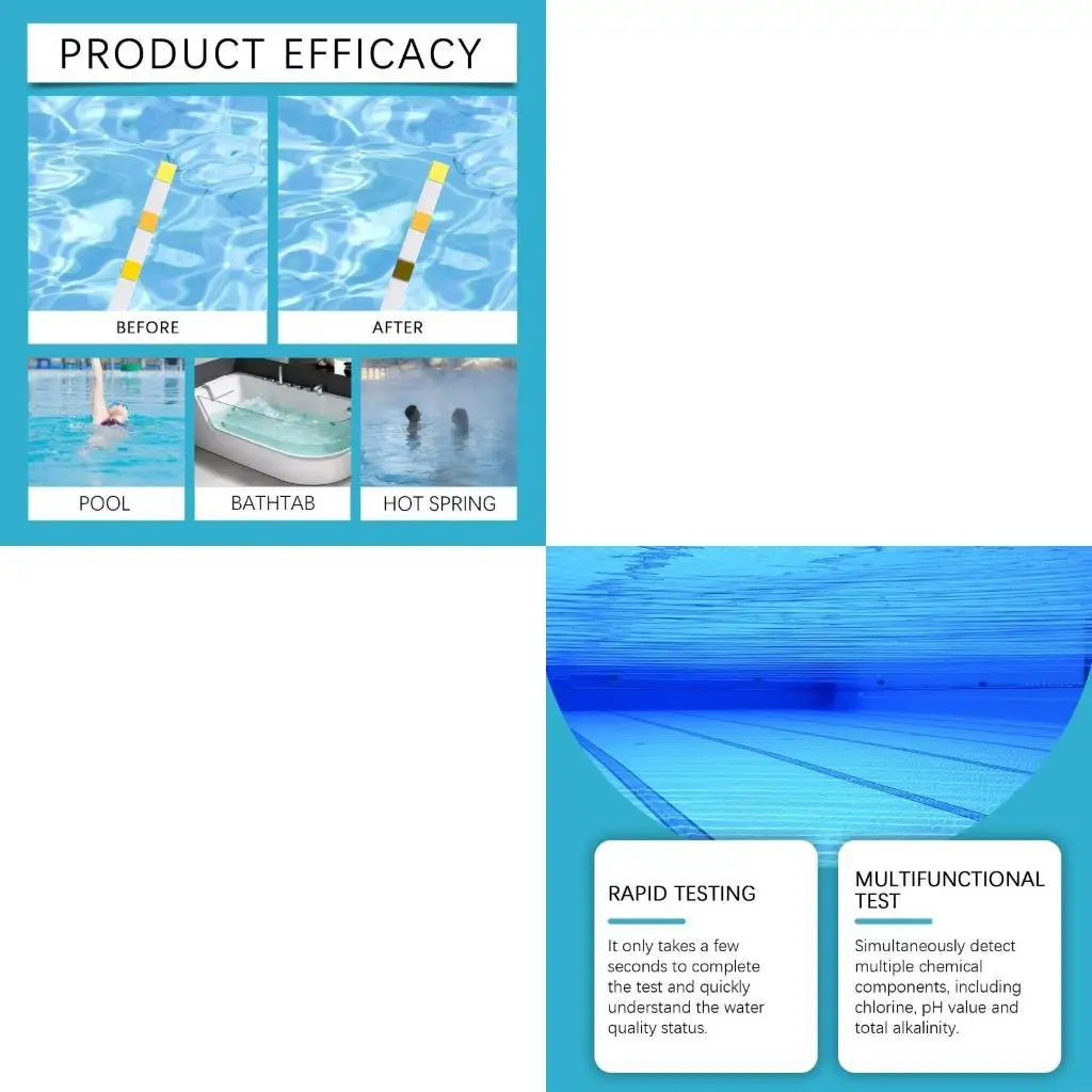 

50Pcs 3 in 1 Pool Test Strips for Maintaining Water Quality High Accuracy Pools Testing Paper Swimming Pool Tester C5AD