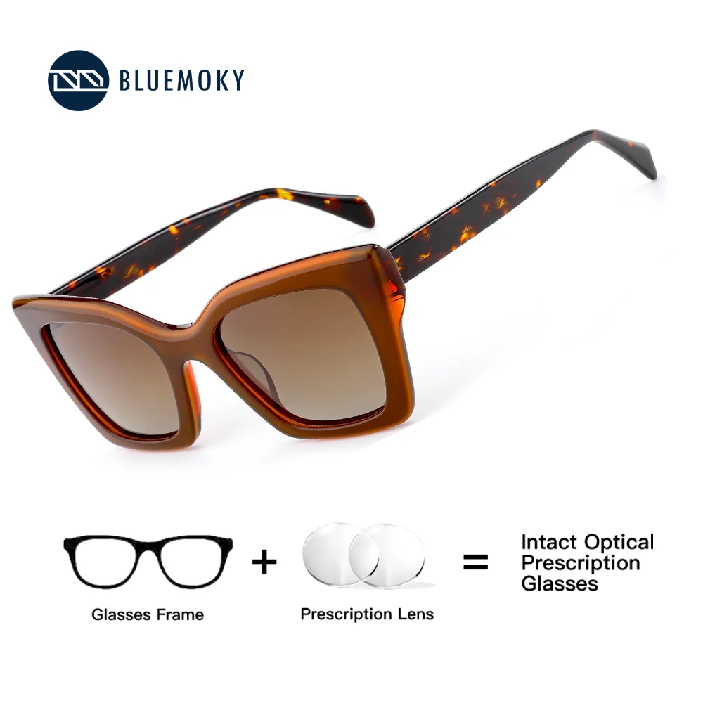 

BLUEMOKY Modish Acetate Butterfly Prescription Sunglasses Women Myopia Uv400 Polarized Corrective Sun Glasses