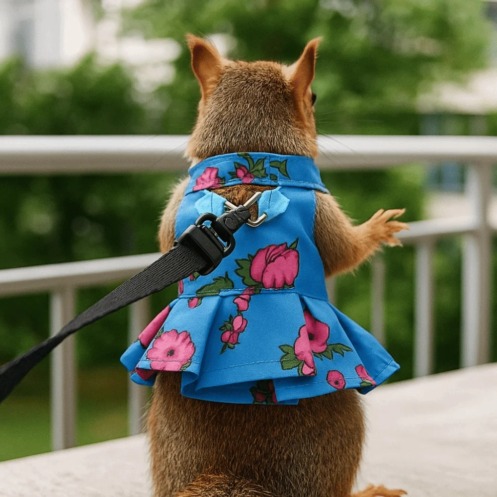 

Soft Lizard Leash Harness Escape-Proof Adjustable Bearded Dragon Traction Rope Breathable Floral Pattern Reptile Harness Dress