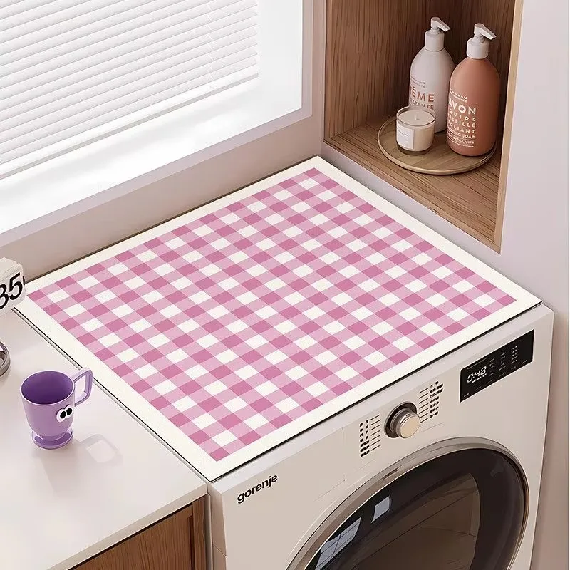 VIKAMA Color Plaid Drying Mat, Laundry Room & Bathroom Counter, Quick Dry & Machine Washable, Home Furniture Decor