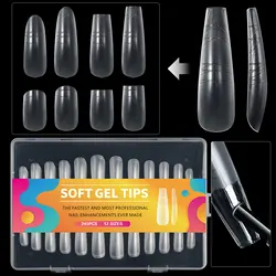 Multifunctional Soft Gel Nail Tips With Auxiliary Lines Full Cover Innovative Press On Nails Strong toughness No Folding