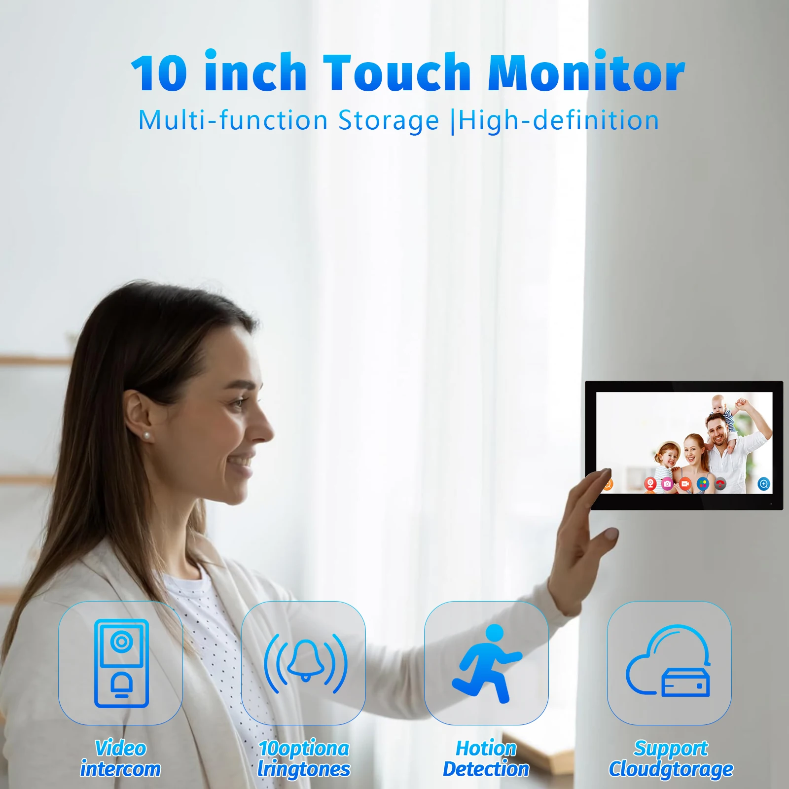 Tuya 1 Doorbell 2 Monitors 7'' WiFi Intercom, 1080p Waterproof Outdoor Camera, Night Vision & 2-Way Audio for Home/Gate