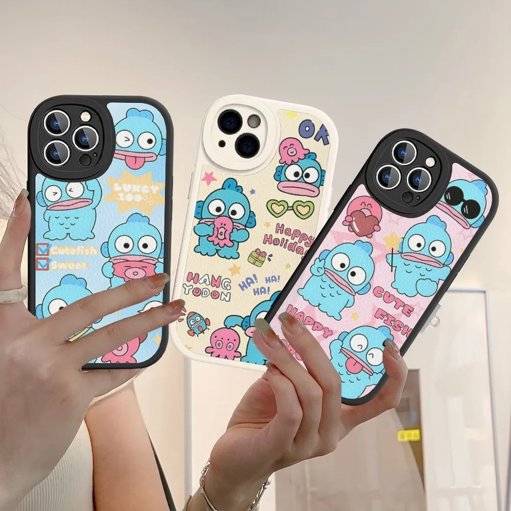 Cartoon Cute H-Hangyodons Blue Phone Case Hard Leather For iPhone 14 13 12 Mini 11 14 Pro Max Xs X Xr 7 8 Plus Fundas