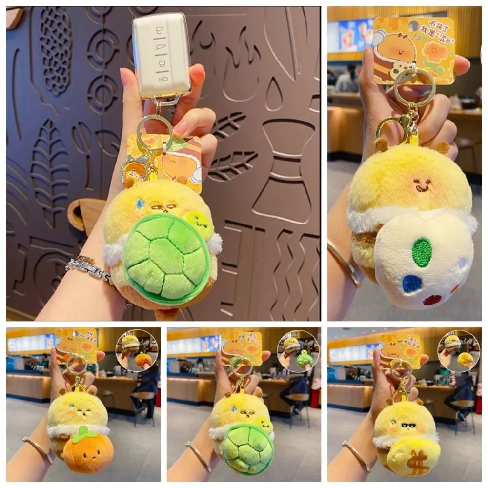 Kawaii Pullable Bee Bee Bear Plush Dolls Persimmon Tortoise Bee Doll Plush Keychain Soft 10CM Bee Stuffed Toys Pendant Christmas