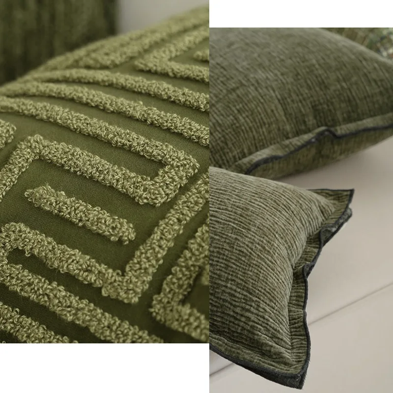 Green Collection Pillows Square Embroidery Cushion Case Luxury Modern Decorative Pillow Cover For Sofa Chair Home Decorations