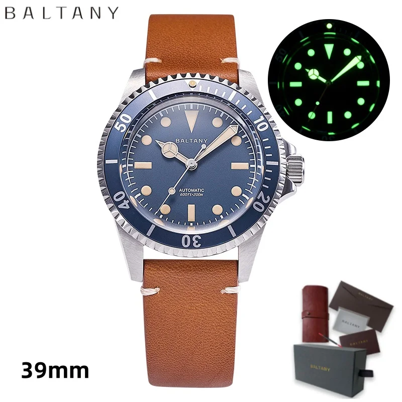 Baltany New Business Luxury Men's Automatic Mechanical Watch 39mm Classic Luminous Sapphire Stainless Steel Waterproof Watches