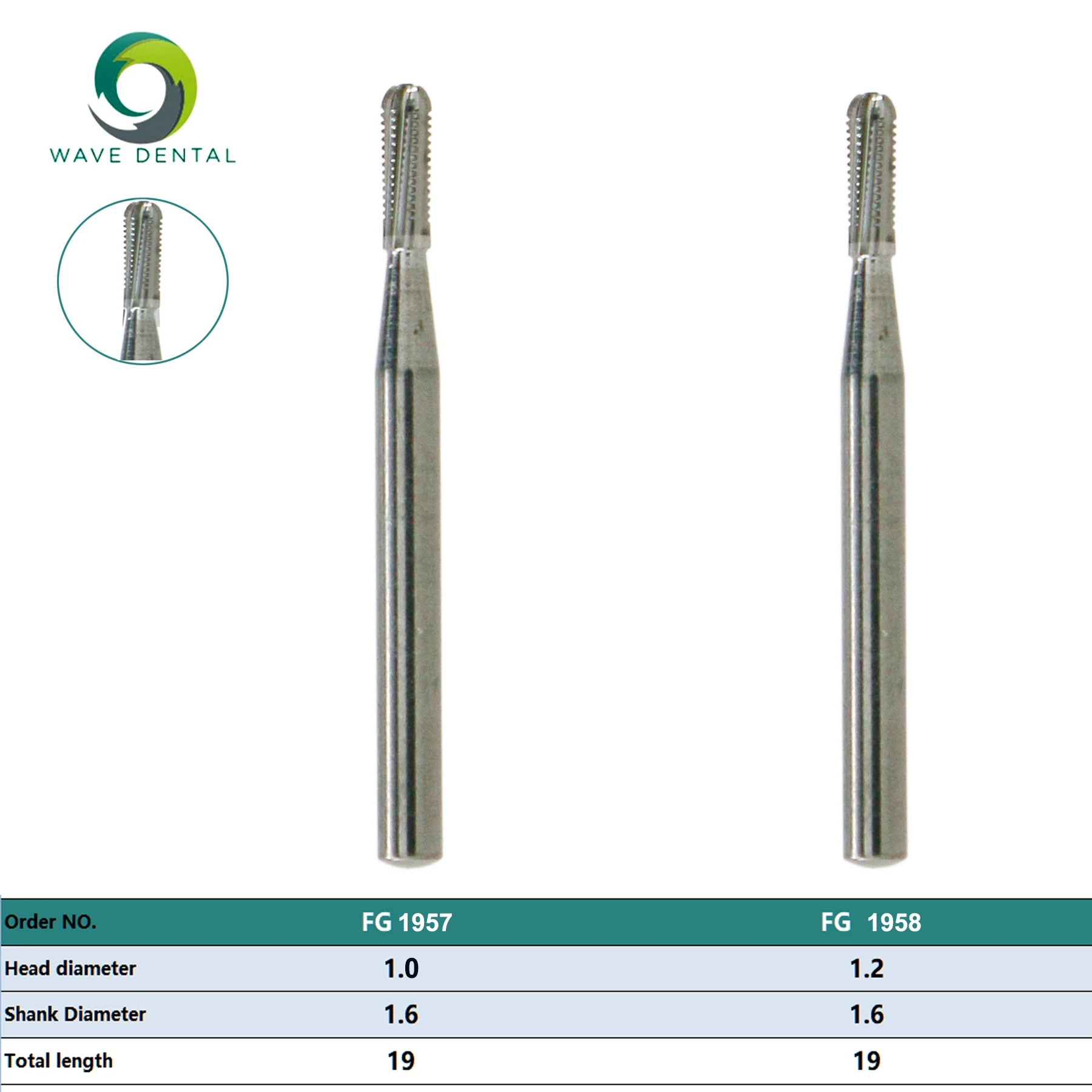 WAVE Dental Tungsten Carbide Burs Broken Crown Needle FG1958 High Speed Dentistry Drill Dentistry Accessories Tools