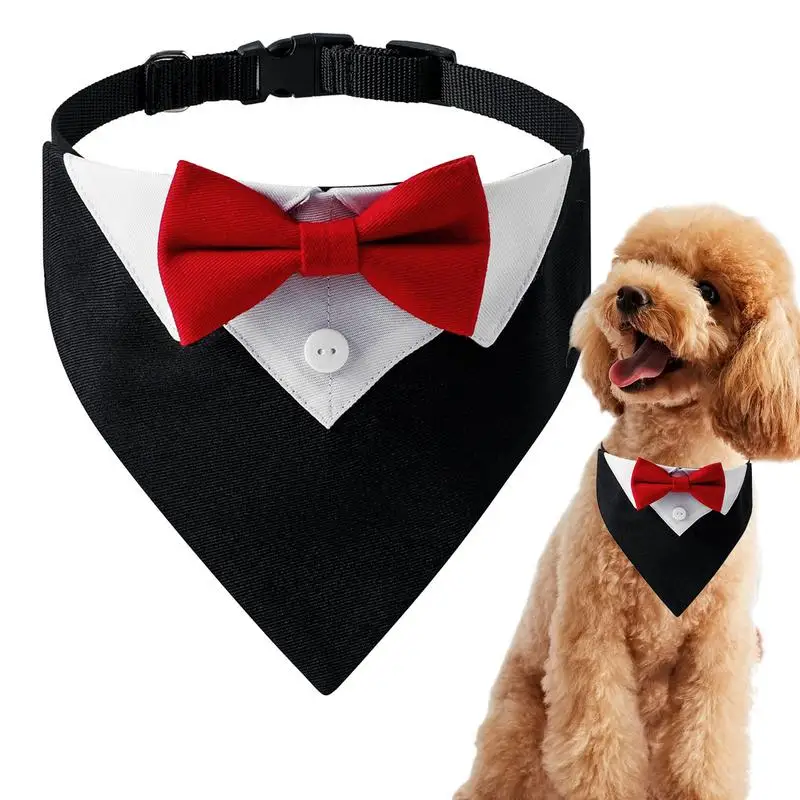 Cute Dog Cat Black and Red Collar Grooming White Collar Dog Suit Formal Tie Tuxedo Bow Ties Dog Necktie Fashion Pet Accessories