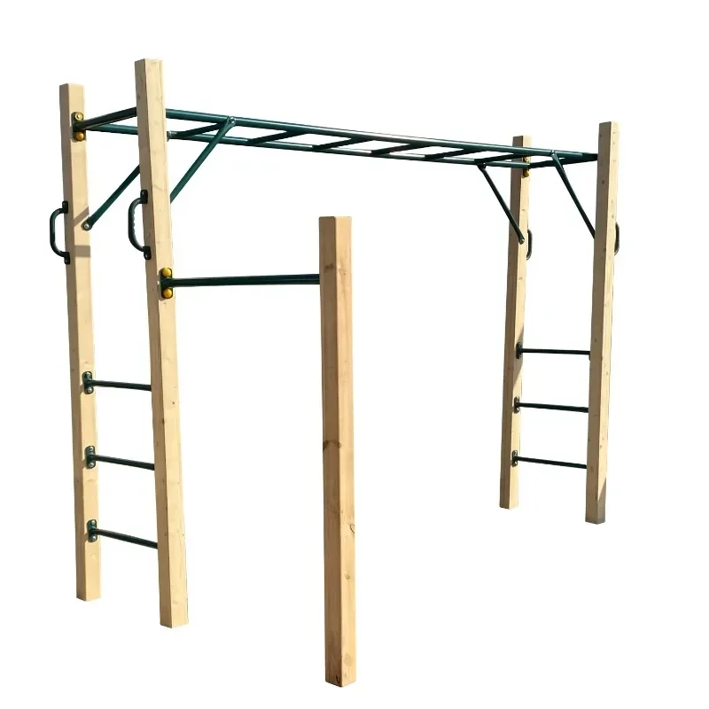 Indoor Warrior Obstacles Climbing Ladder Frame Wall Gym Wooden Monkey Bars for Kids Outdoor