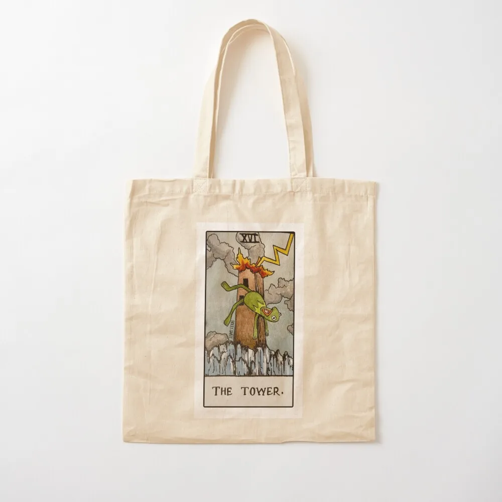 The Tower Kermit falling tarot card Tote Bag