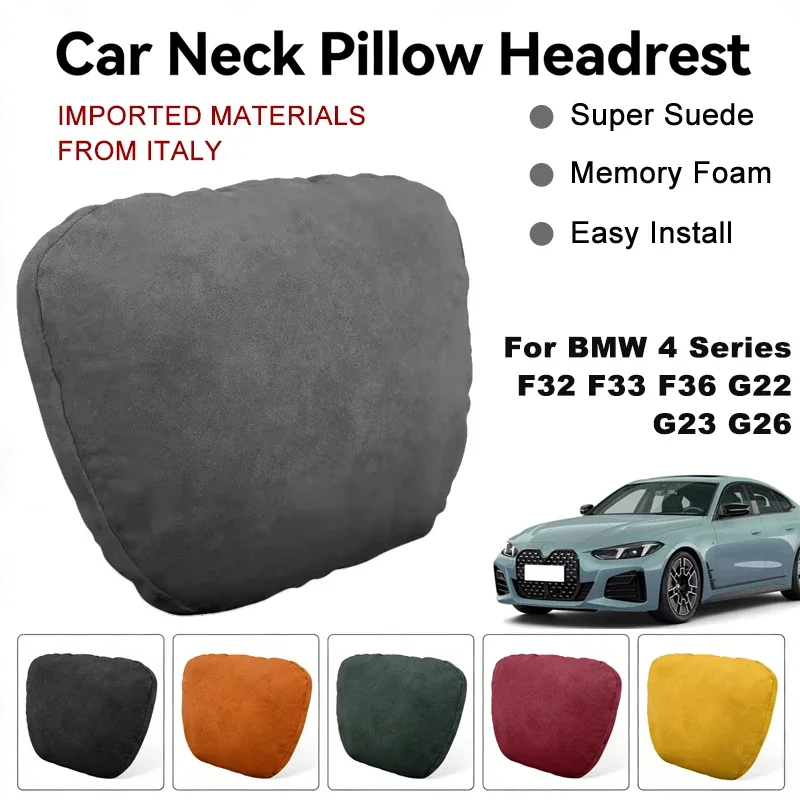 

Italy Suede Car Neck Rest Pillow For BMW 4 Series F32 F33 F36 G22 G23 G26 Seat Head Neck Support Cushion Auto Interior Parts