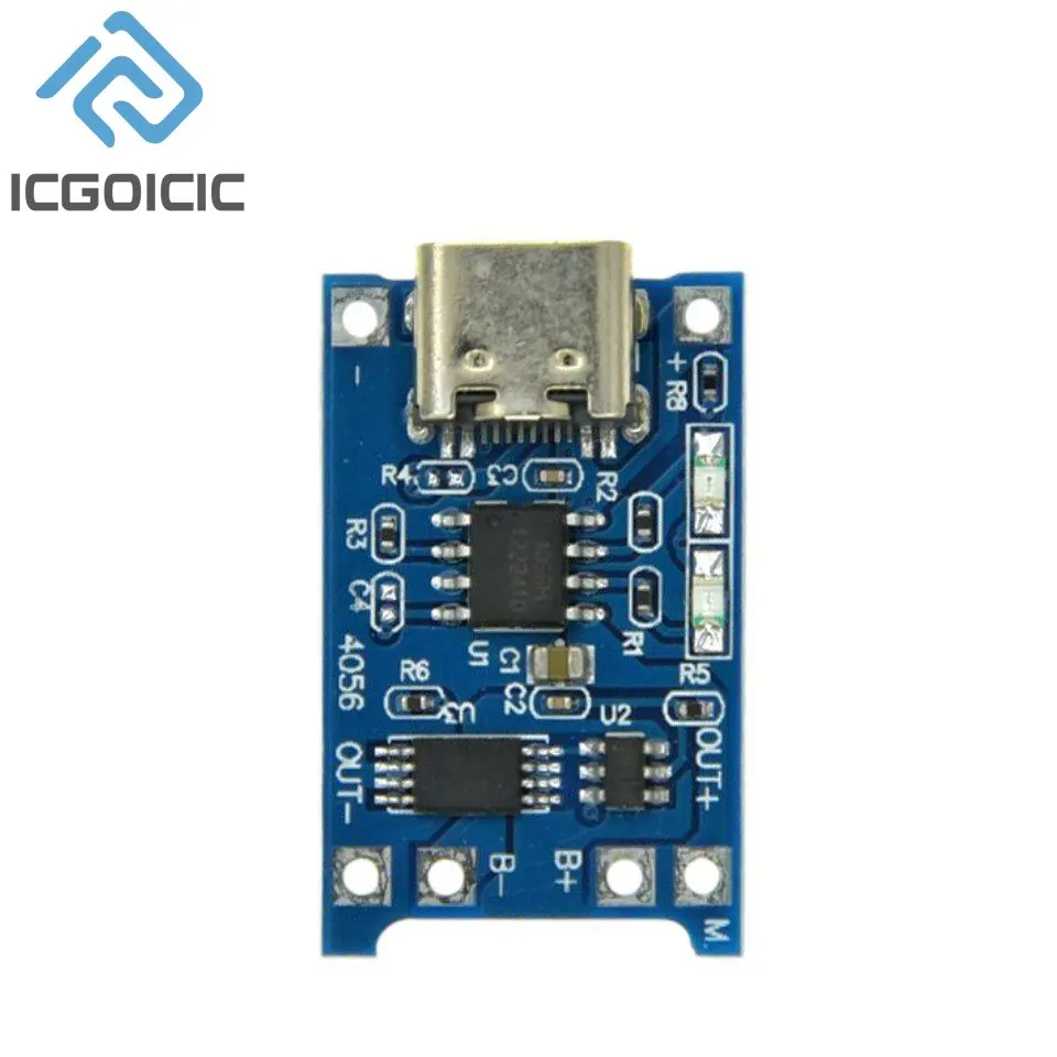 10pcs 5V 1A 18650 Lithium Battery Charging Board TP4056 Lithium Charging Mini/Micro USB Type C Charge Module With Protect