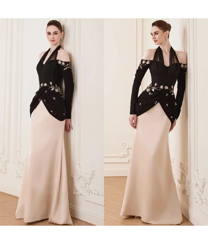 

Вечернее платье MCDV с индивидуальным дизайном, фасон «русалка», с открытыми плечами, расшитое пайетками, жемчугом и бисером, с цветочными аппликациями, изысканное выпускное платье