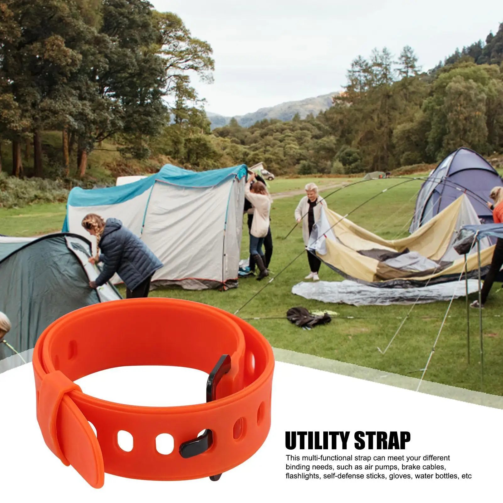 Rubber Tension Clutch Strap, Tough High Elastic Structure, Portable Cargo Fastening Band for Outdoor Gear Flashlight Air Pump