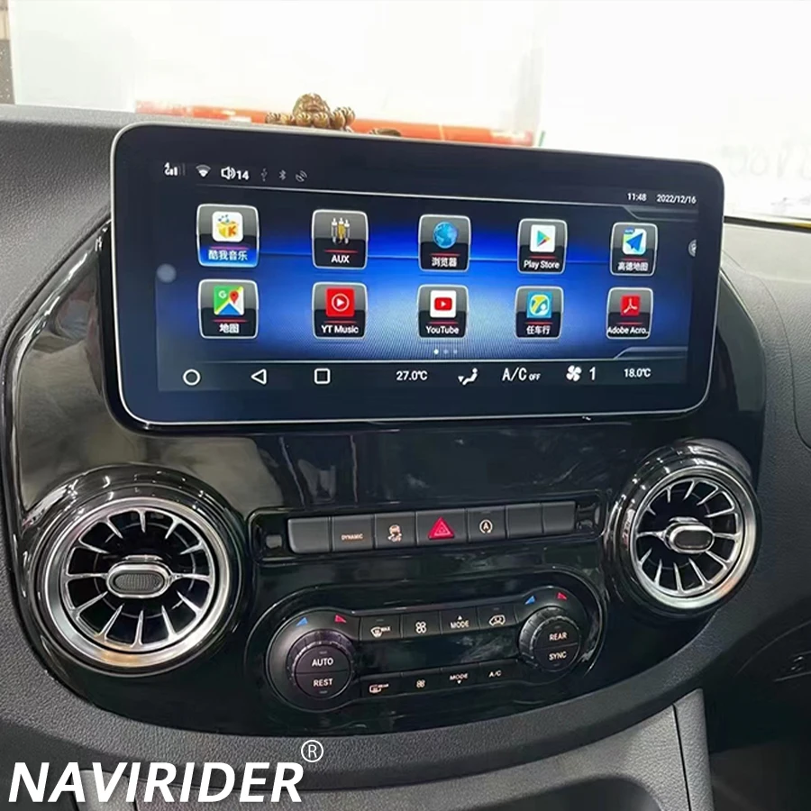 Pantalla Android 13 de 12,3 pulgadas para Mercedes Benz Vito 116 W447 2014-2022 Radio estéreo para coche navegación GPS reproductor Multimedia Bluetooth