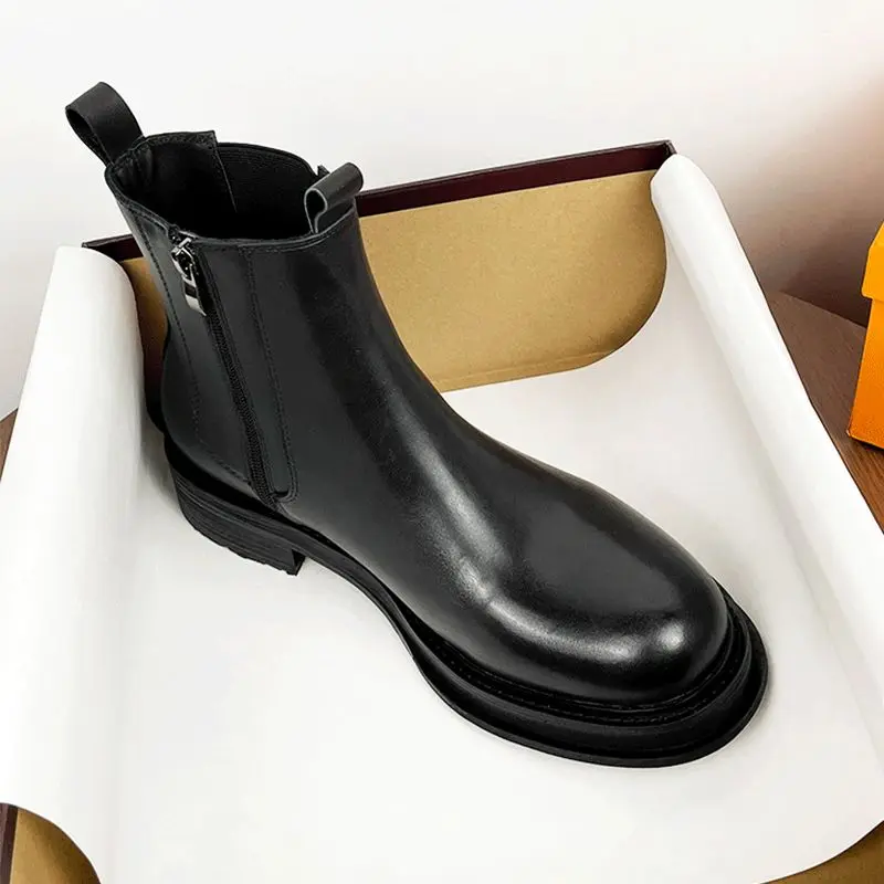 

2026 British Men's Tide High Top Round Head Locomotive Premium Sleeve Cigarette Short Chelsea Boots