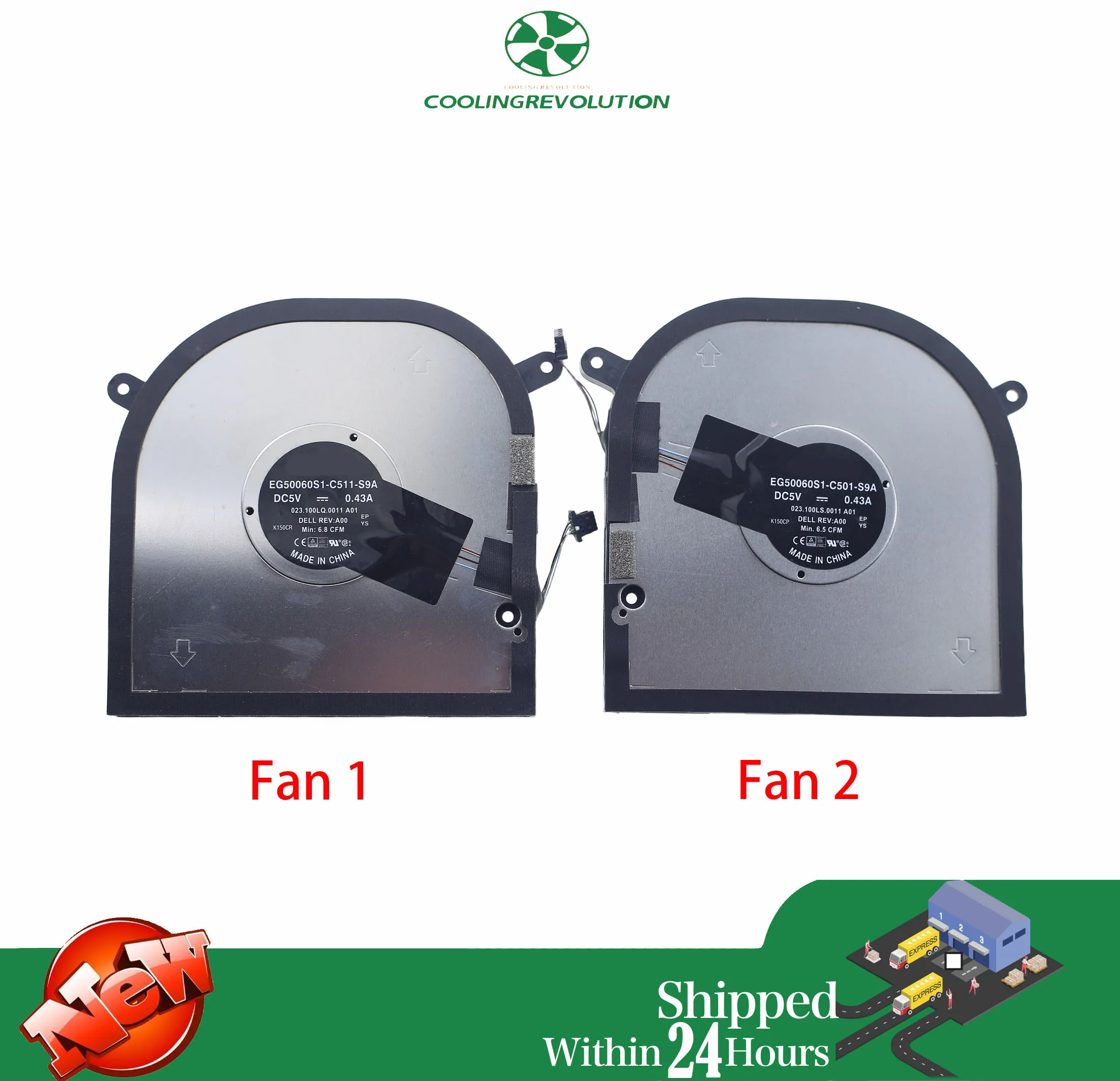 Laptop CPU GPU Cooling Fan EG50060S1-C511-S9A EG50060S1-C501-S9A DC5V for Dell XPS 17 9700 9710 9720 0MXF81 0P2FY9