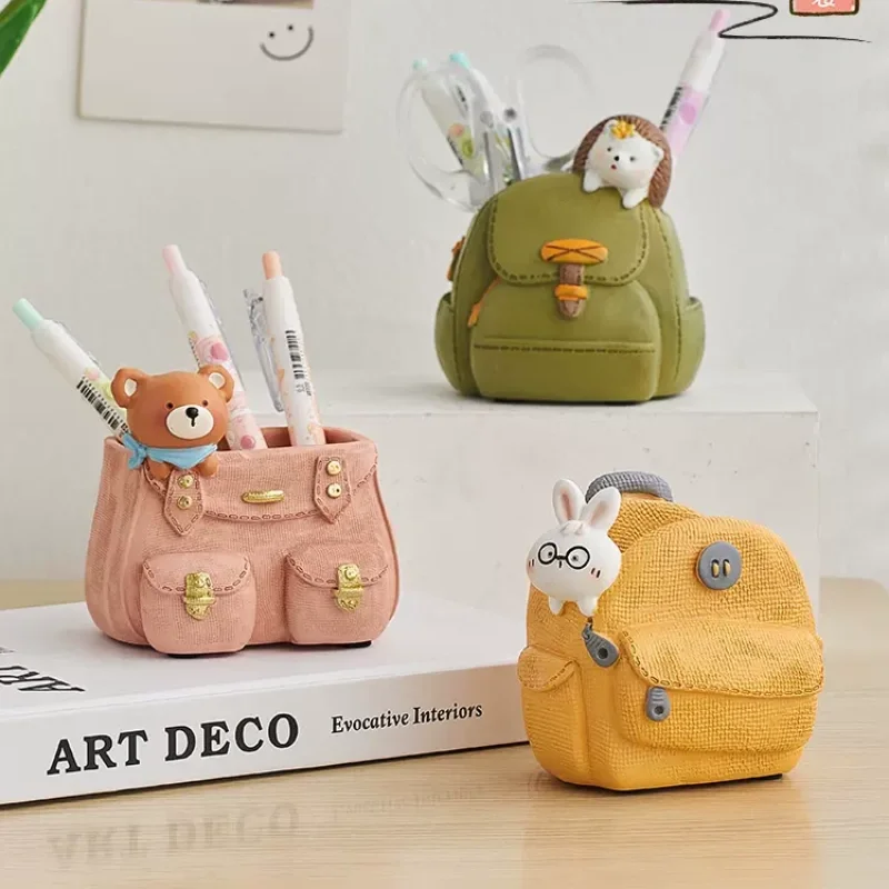 New Creative Cute Resin Pen Holder Office Desktop Multi functional Storage Ornament Student Teacher's Day Practical Gift Gift