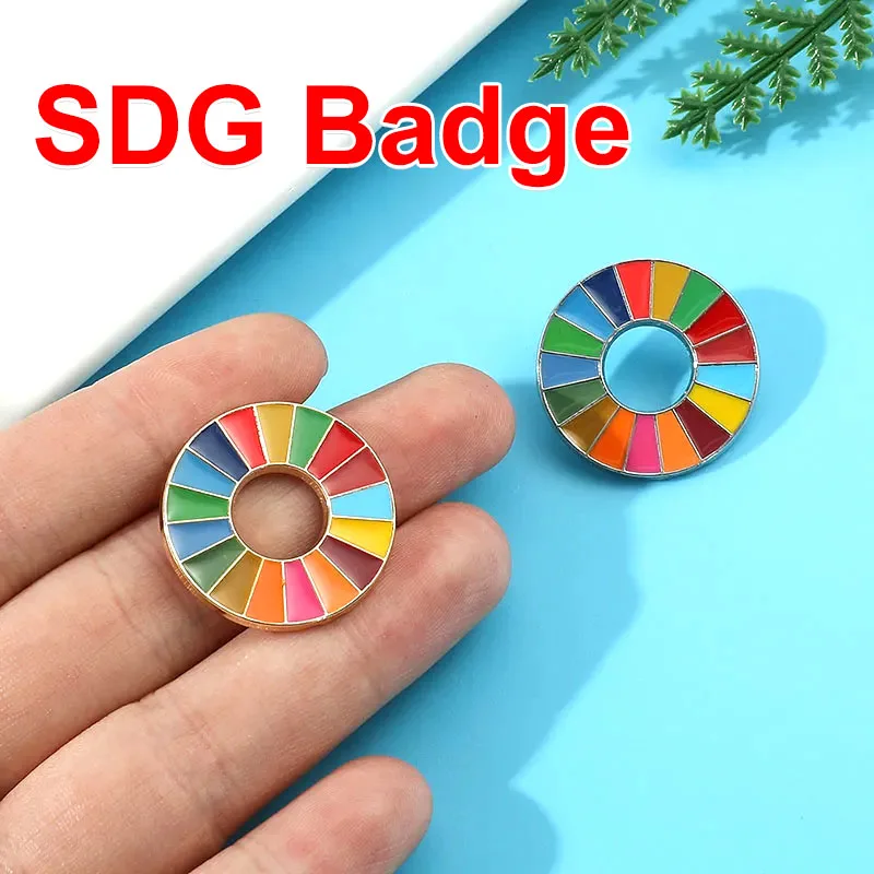 Bunte Emaille-Brosche für nachhaltige Entwicklungsziele, Brosche der Vereinten Nationen, SDGs, Anstecknadel, modische Regenbogen-Anstecknadeln, Broszka-Abzeichen-Broschen