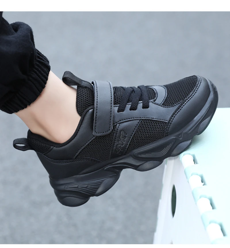 2025 Spring New Solid Color Leather Upper Soft Sole White Sneakers Casual Sports Shoes For Middle And Big Boys Kids Daily Outdoo
