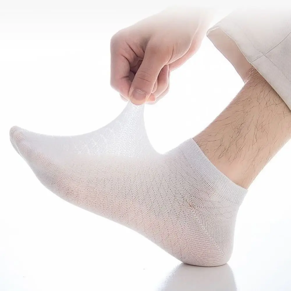 5 Pairs Soft Sweat-absorbing Men's Socks Ultra Thin Mesh Male Short Socks Cotton Quick-dry Ankle Socks Summer