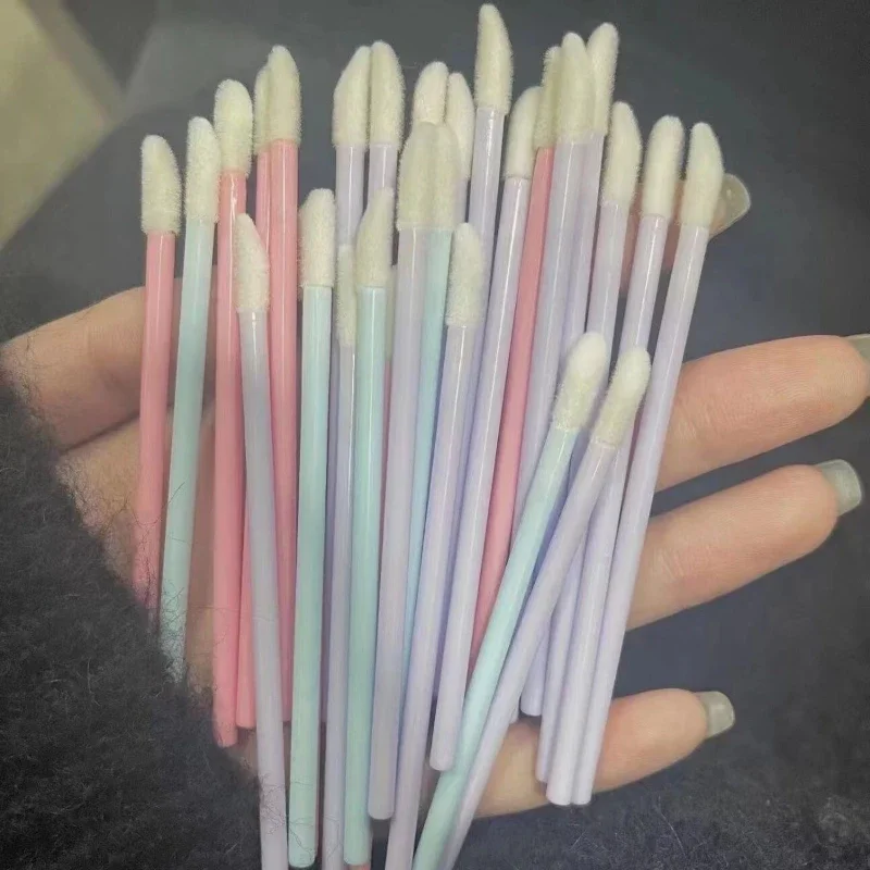 50/100 個使い捨てリップブラシメイクアップツール中空リップワンドナイロンリップグロススティックアプリケーター口紅ワンドセット化粧品ツール