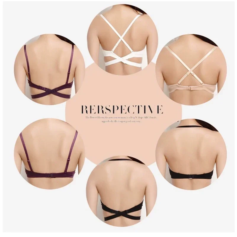 Sexy Backless Lingerie Invisible Deep U Bra Women Seamless Backless outfit Underwear Low collar Brassiere Open Back Push Up Bras