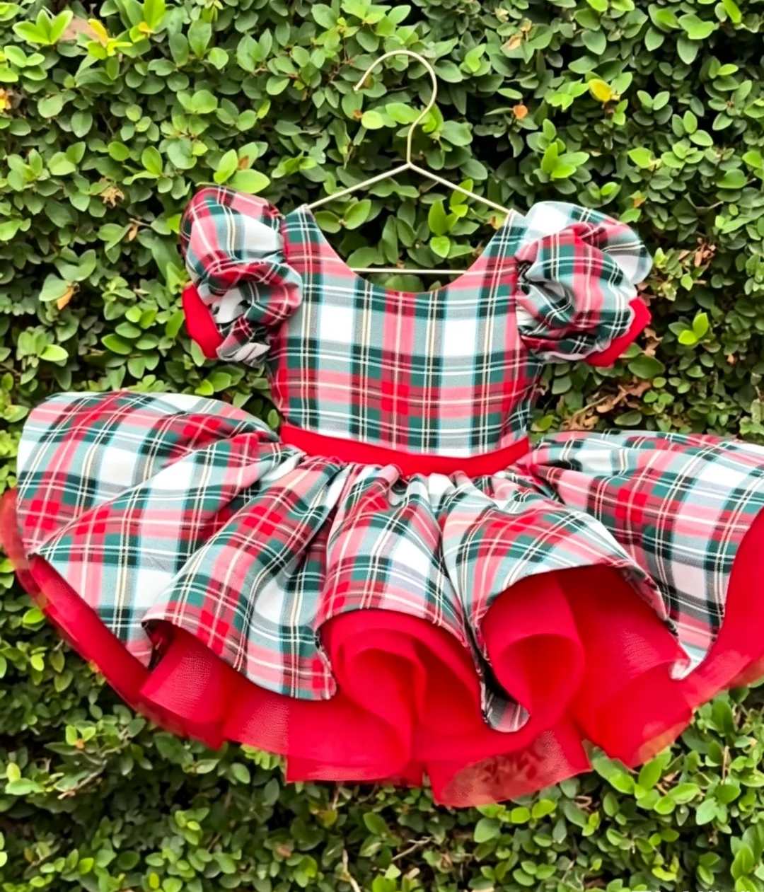 Kids Vintage Scottish Check Party Gown Princess Costume for Christmas New Year Birthday Wedding Holiday Photography B670