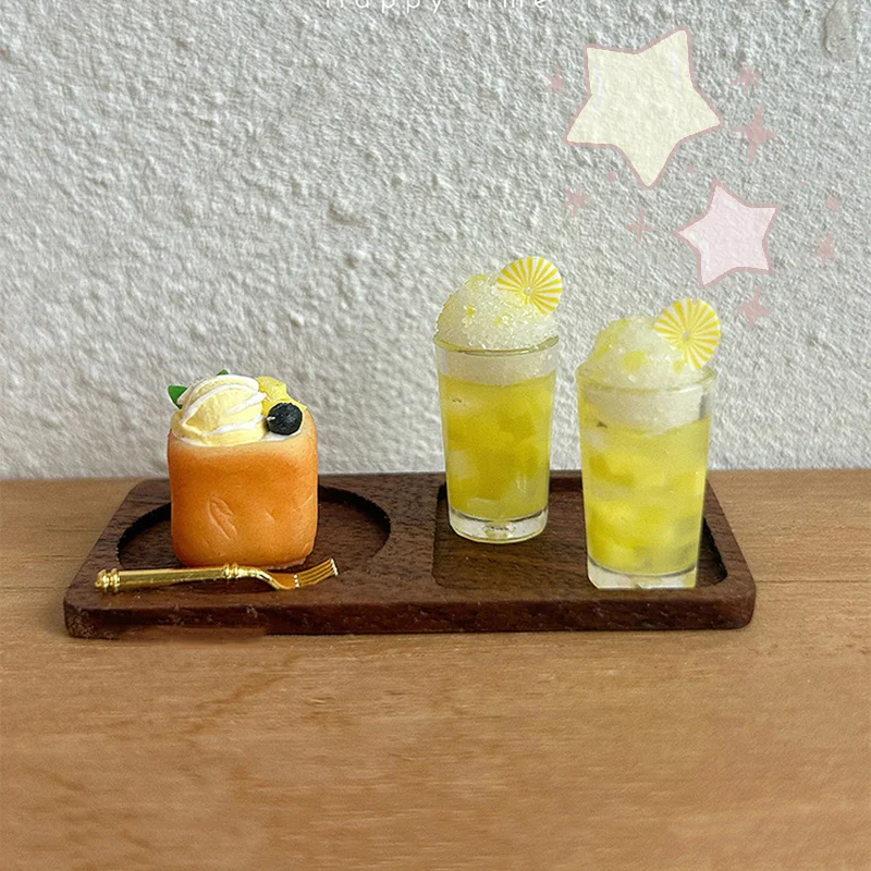 1/2 قطعة 1:12 مقياس دمية صغيرة الأناناس عصير شرب كوب نموذج مايكرو مصغرة المشروبات ديكور للطفل التظاهر اللعب اللعب #4