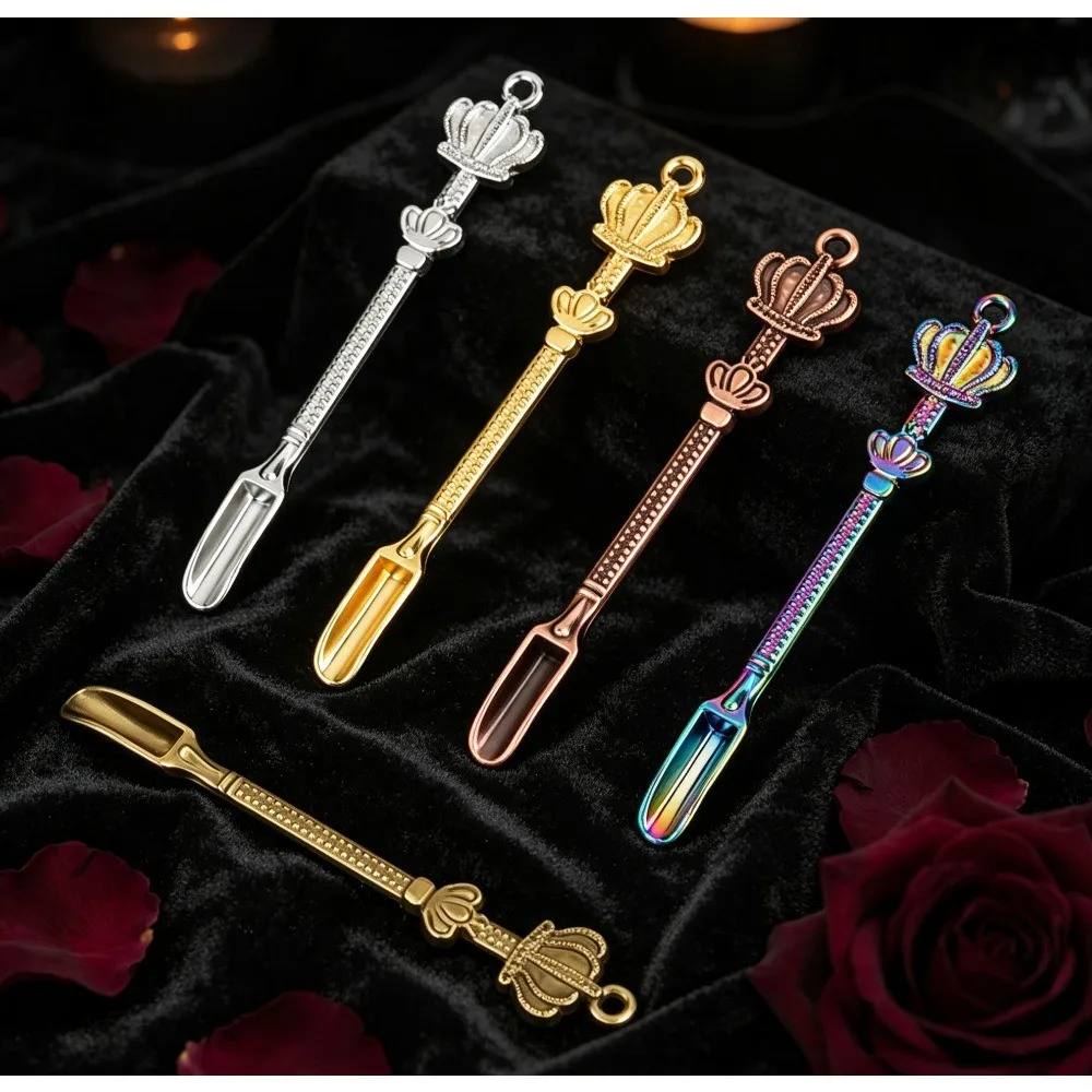 8.3cm Crown Shaped Portable Metal Spatula Small Spoon Wearable Multipurpose Smoking Accessory Kitchen Gadget