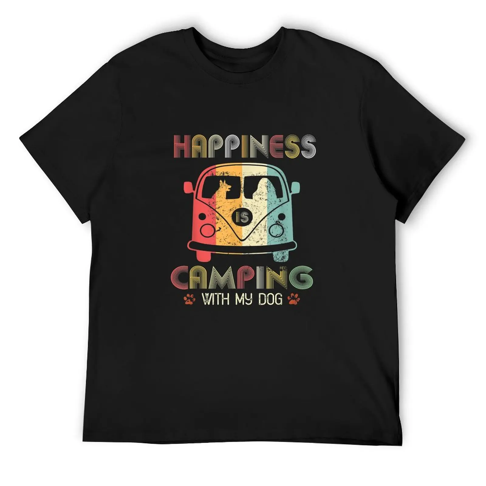 Camping 365 Retro Happiness Is Camping With My Dogs Camper T-Shirt anime stuff custom t shirt plain t shirts men