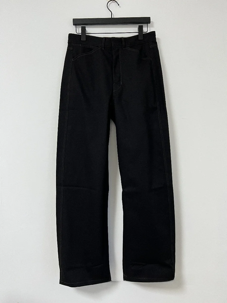 

High Waist Bla Denim Pants Men Women Sle LeMair Lantern ape Knife Cut Jeans Youth ular Straight Leg Long Trousers