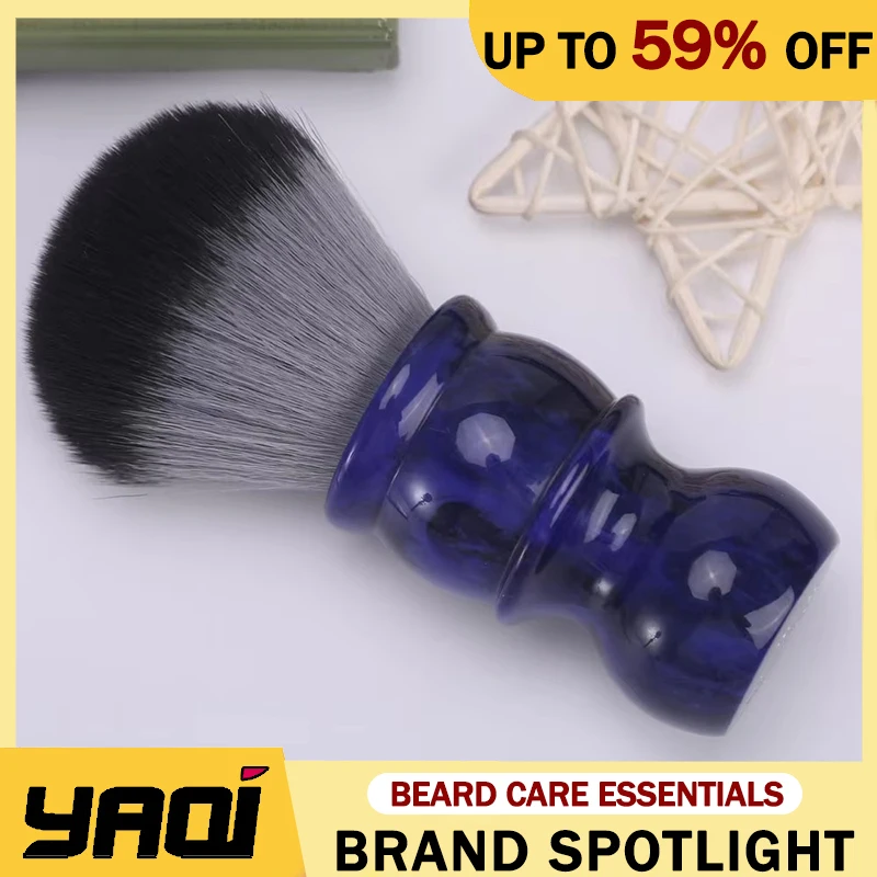 Yaqi Timber Wolf Color 26MM Synthetic Hair Deep Blue Handle Shaving Brush For Mens Comfortable Shaving Grooming Essential Tool