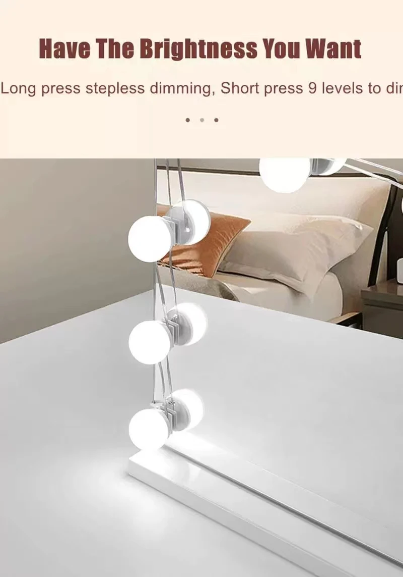Make-up Spiegel LED Glühbirnen Eitelkeit Lichter USB 12V Bad Schmink tisch Lampe dimmbare LED Eitelkeit Licht für Spiegel Licht – Detail 4