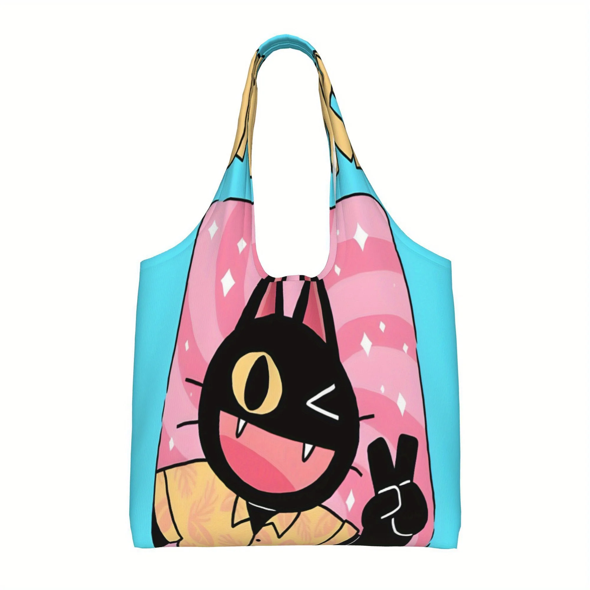 

1 шт., холщовая сумка на плечо большой емкости в стиле ретро-аниме-12,2x22,8 дюйма, женская повседневная многоразовая сумка с игривым мультяшным котом