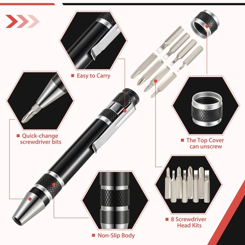 Stylo et tournevis de poche magnétique, multifonction, outil pratique, lecture dans un, fonction de précision, cadeaux, 12 pièces