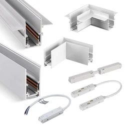 2 Meter White LED Magnetic Track Lighting System Accessories Ceiling Recessed 2m 48V Magnet Rail Lamp Kits Corner Connector